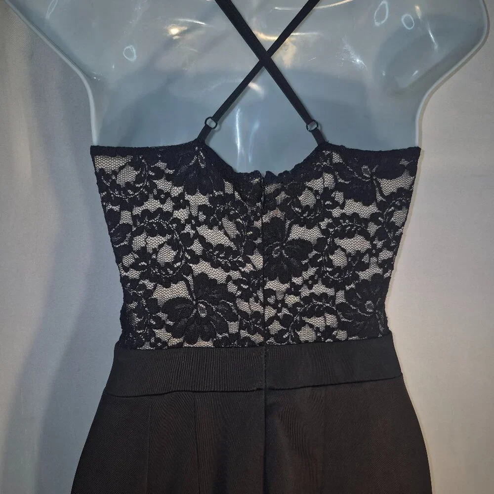 EXPRESS sleeveless Pantsuit, Black with lace and dress pant bottom, size XS tall - Picture 13 of 16
